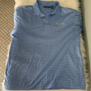 Oxford Golf The Players XL Blue & White Striped Polo
